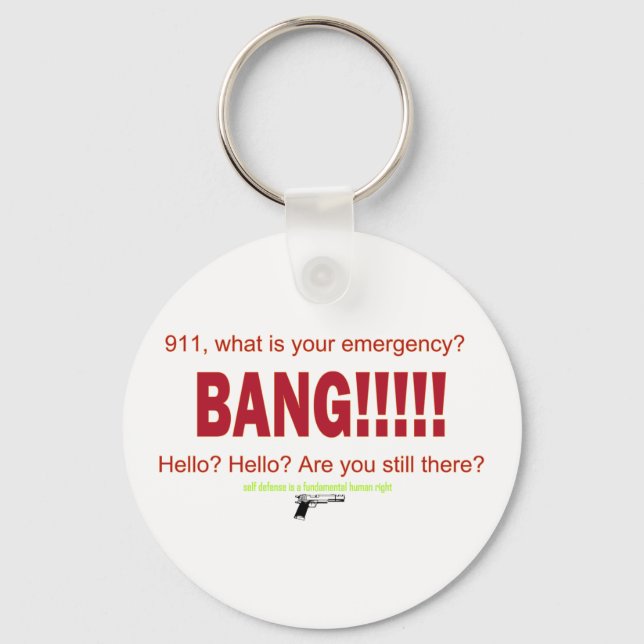 911, what is your emergency? key ring (Front)