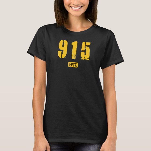 915 EPTX El Paso TX Rough Stencil Design T-Shirt (Front)