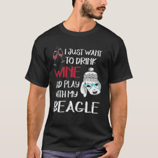 91 Drink Wine And Play With My Beagle T-Shirt
