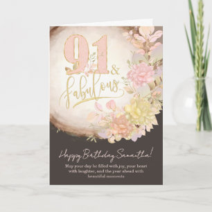 91 & Fabulous Floral Photo Personalized Birthday Card