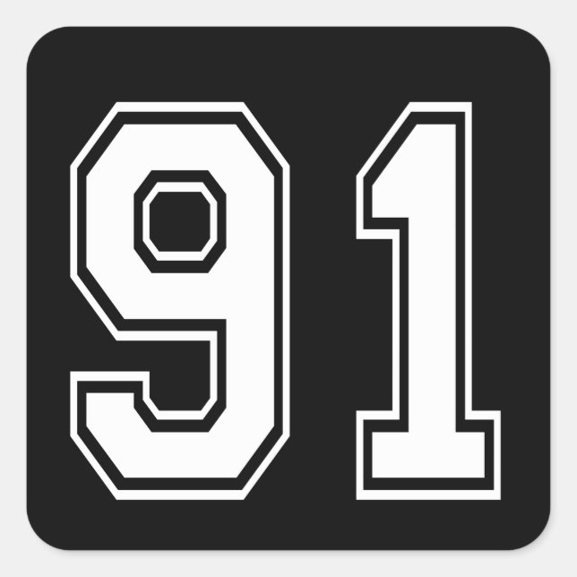 91 ninety one varsity num square sticker (Front)
