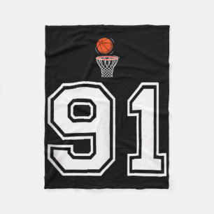 91 Number Basketball Style Vintage White Tank Top  Fleece Blanket