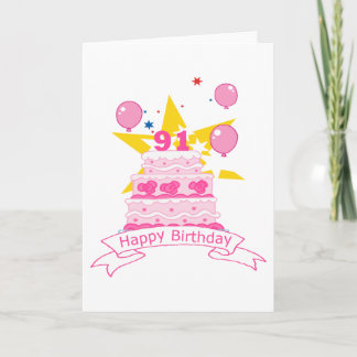91 Year Old Birthday Cake Card