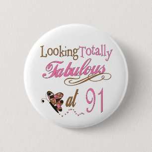91st Birthday 6 Cm Round Badge