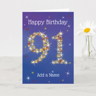91st Birthday - 91 in Stars - Blue - Age 91 Card