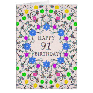 91st Birthday Abstract Flowers 