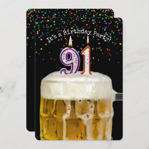 91st Birthday Candle Party Invitation