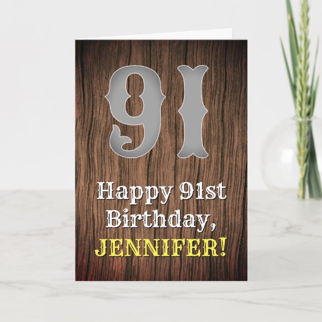 91st Birthday: Country Western Inspired Look, Name Card (Front)