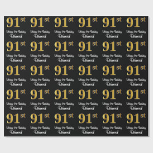 91st Birthday: Elegant Luxurious Faux Gold Look # Wrapping Paper