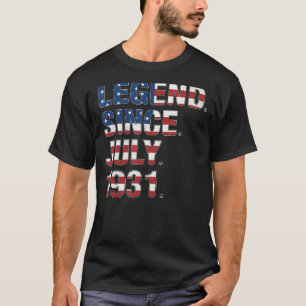 91st Birthday Legend Since July 1931 Usa Flag 91 Y T-Shirt