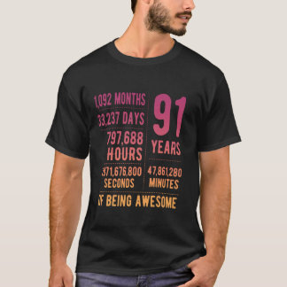 91st Birthday Men Women Funny 91 Years Old T-Shirt