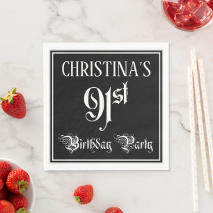 91st Birthday Party — Fancy Script + Custom Name Napkin