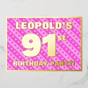 91st Birthday Party — Fun Pink Hearts and Stripes