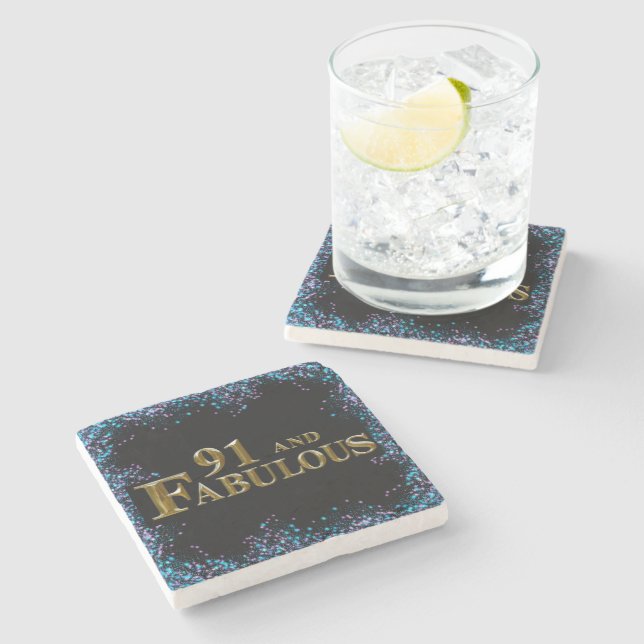 91st  Birthday  Stone Coaster (Side)