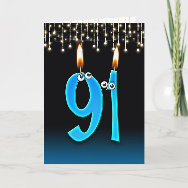 91st birthday with eyeball candles card (Front)