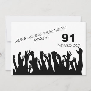 91st party invitation with cheering crowds