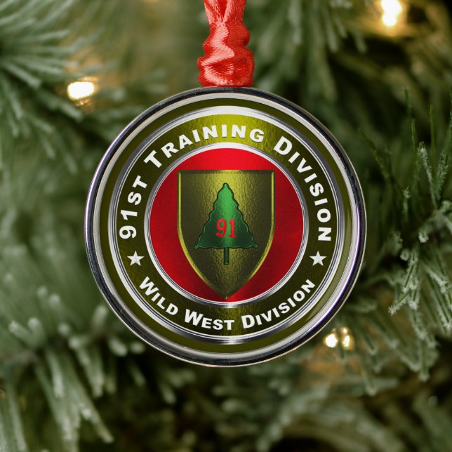 91st Training Division Christmas   Metal Ornament (Tree)