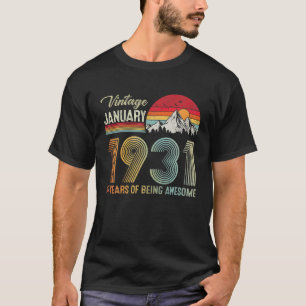 91Th Birthday Vintage January 1931 91 Years Old Fu T-Shirt
