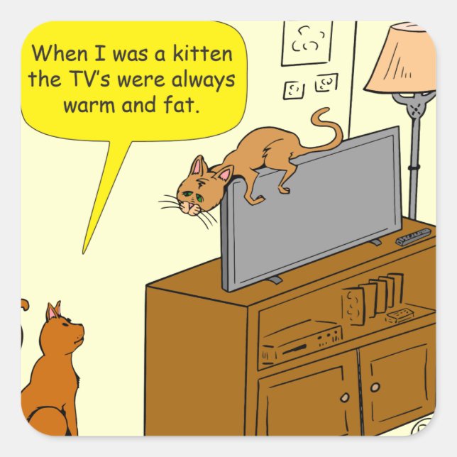 929 thin TV and cat cartoon Square Sticker (Front)