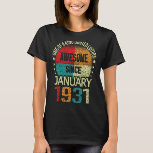 92 Year Awesome Since January 1931 Vintage 92nd Bi T-Shirt