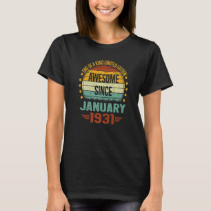 92 Year Old Awesome Since January 1931 92nd Birth T-Shirt