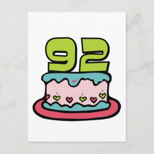 92 Year Old Birthday Cake Postcard