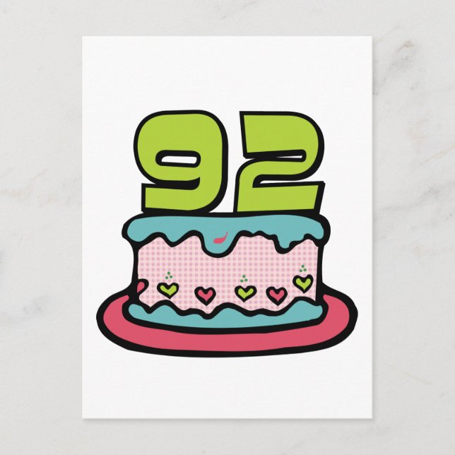92 Year Old Birthday Cake Postcard (Front)