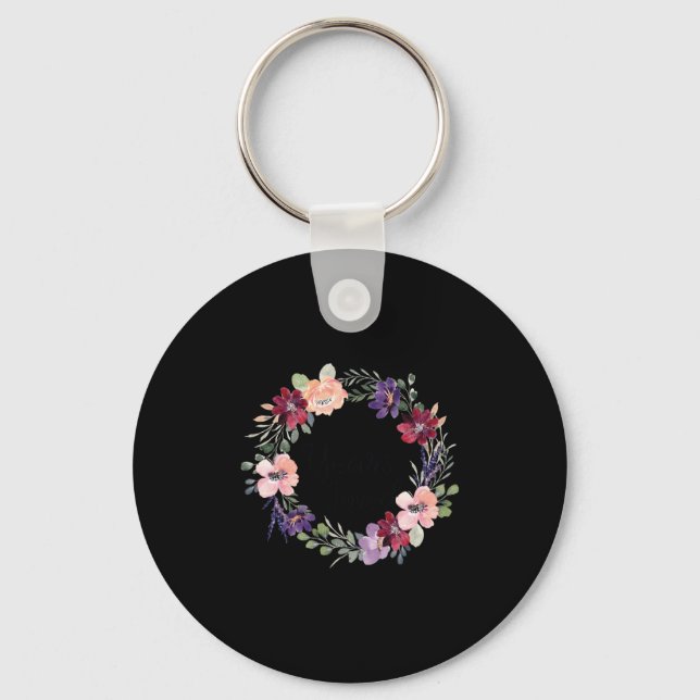 92 Years Loved Floral 92th Birthday Women 92 Years Key Ring (Front)
