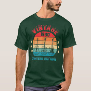 92 years old 92nd Birthday Vintage 1930 Guitar Lov T-Shirt