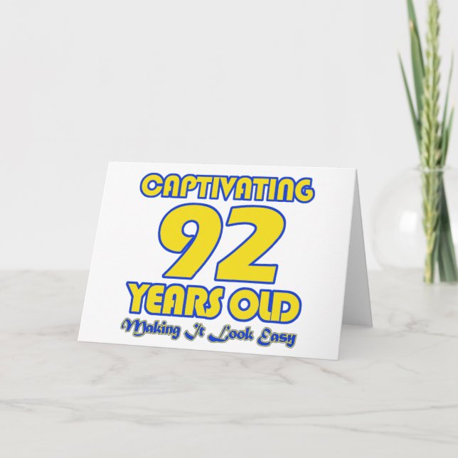92 YEARS OLD BIRTHDAY DESIGNS CARD (Front)