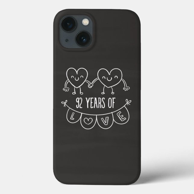 92nd Anniversary Gift Chalk Hearts Case-Mate iPhone Case (Back)