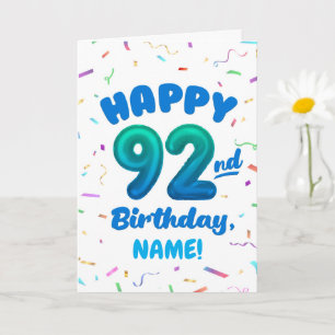 92nd Balloon Number Custom Name Birthday Card