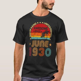 92nd Birthday Awesome Since June 1930 Vintage T-Shirt