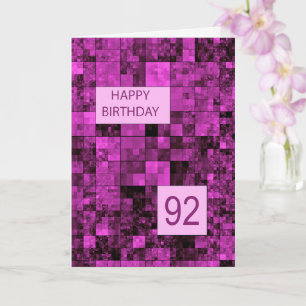 92nd Birthday Birthday Pink Pattern Card