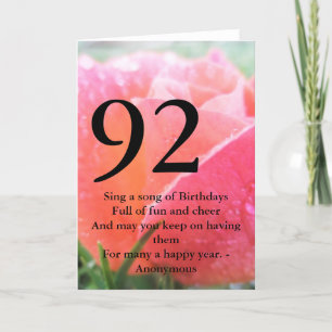 92nd Birthday Card