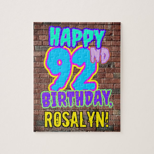 92nd Birthday ~ Fun, Urban Graffiti Inspired Look Jigsaw Puzzle (Vertical)