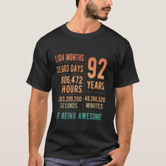 92nd Birthday Men Women Funny 92 Years Old T-Shirt