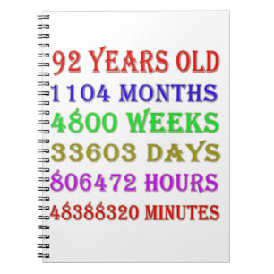 92nd Birthday Milestones Notebook