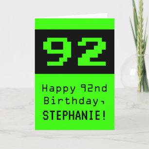 92nd Birthday: Nerdy / Geeky Style "92" and Name Card