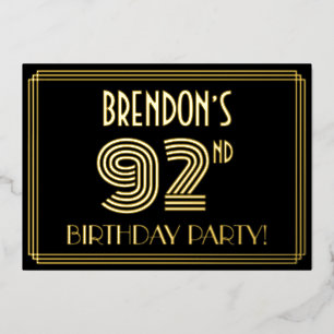 92nd Birthday Party — Art Deco Style “92” + Name