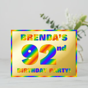 92nd Birthday Party — Fun, Rainbow Spectrum “92”
