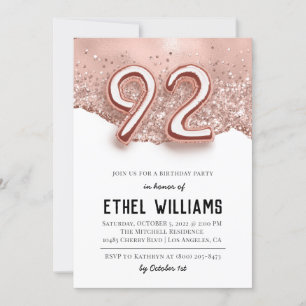 92nd Birthday Party Invitation