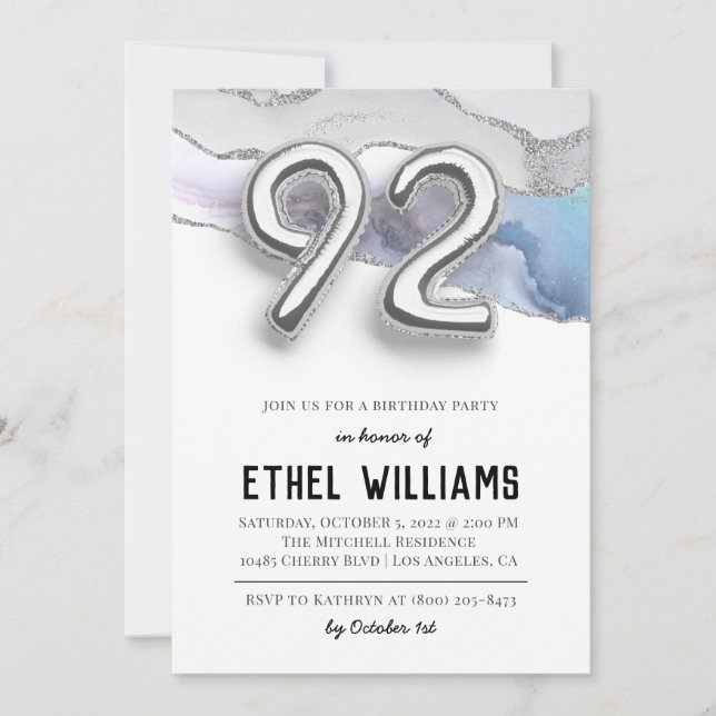 92nd Birthday Party Invitation (Front)