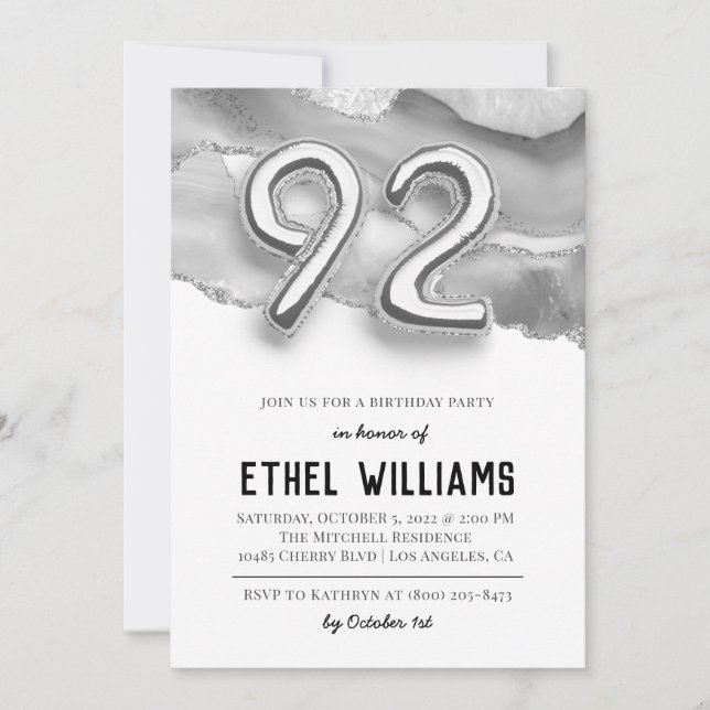 92nd Birthday Party Invitation (Front)