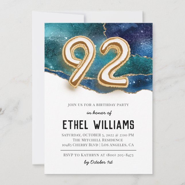 92nd Birthday Party Invitation (Front)