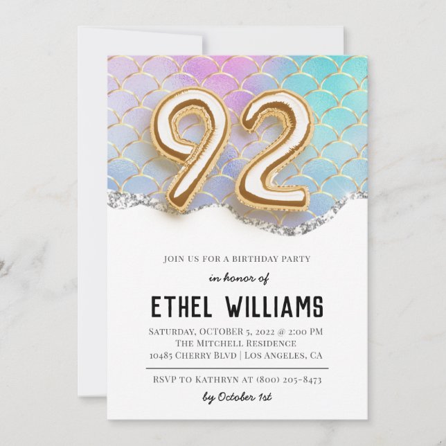 92nd Birthday Party Invitation (Front)