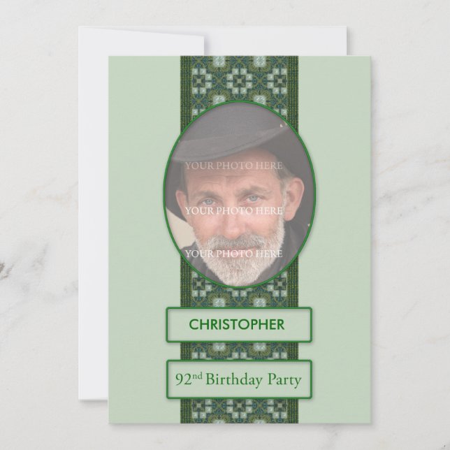 92nd Birthday Party Invitation Add a Picture and (Front)