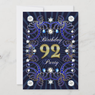 92nd birthday party invite with masses of jewels