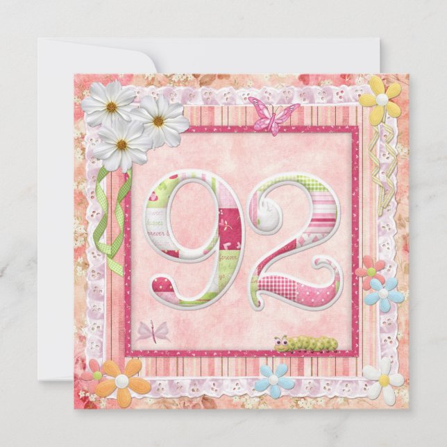 92nd birthday party scrapbooking style invitation (Front)