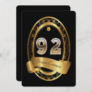 92nd,birthday party woman man,elegant colour invitation
